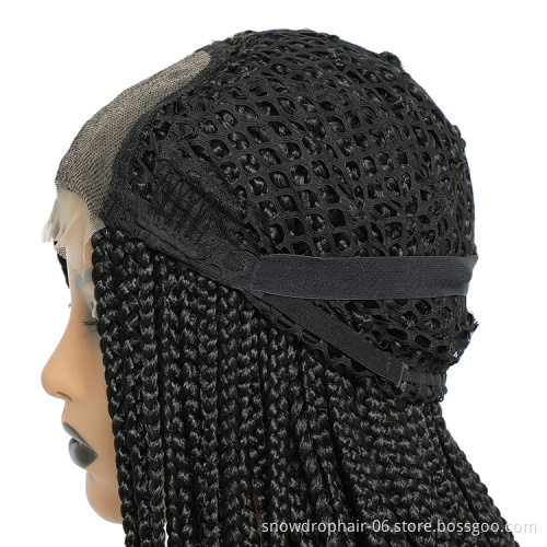 Extra Long Wholesale Cheap Colourful Micro Cornrow African Lace Front Glueless Knotless Synthetic Singles Braided Wigs Vendors